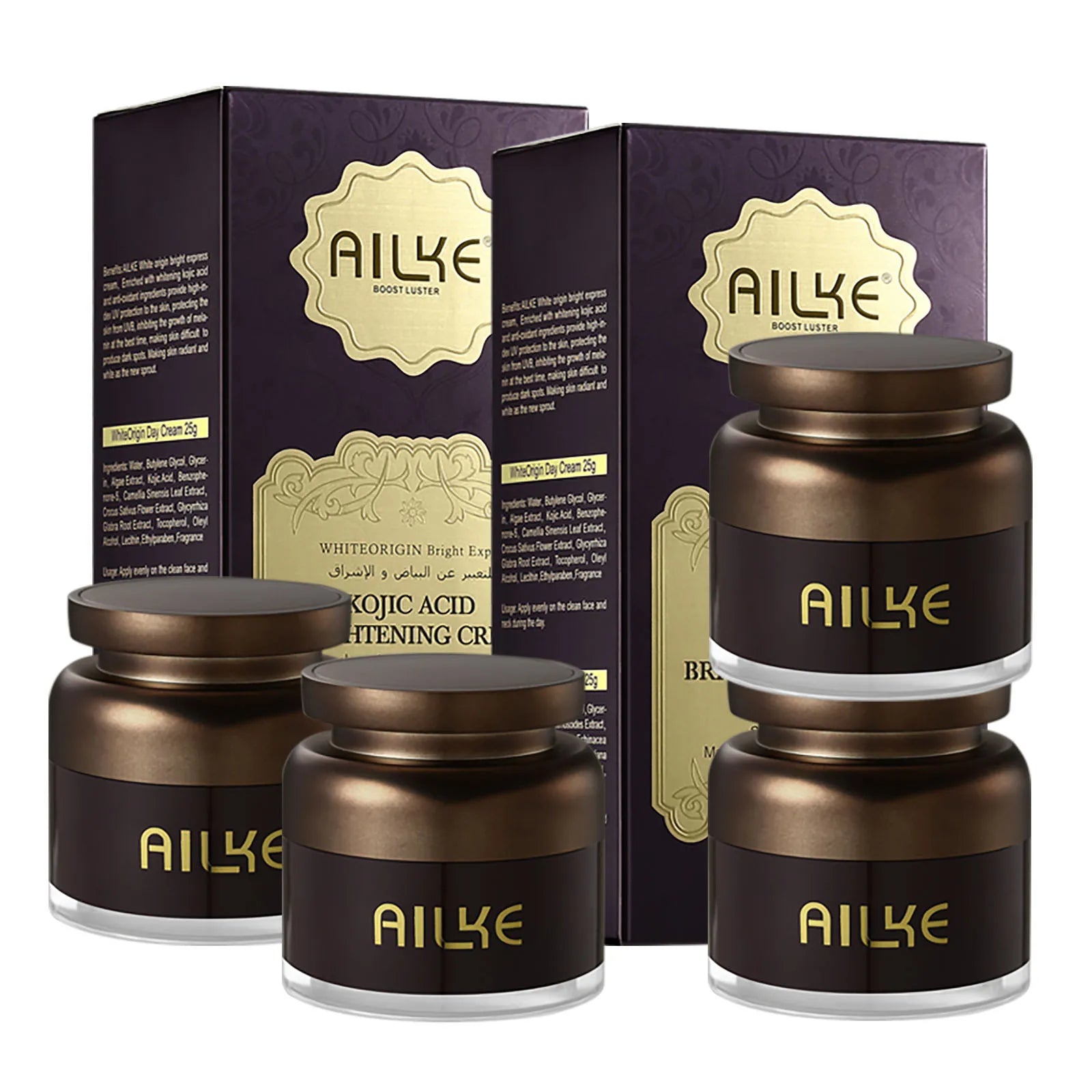 AILKE Kojic Acid Whitening Face Care Set, Remove Dark Spots, Freckles, Hyperpigmentation, Spf Sunscreen Facial Skin Moisturizer