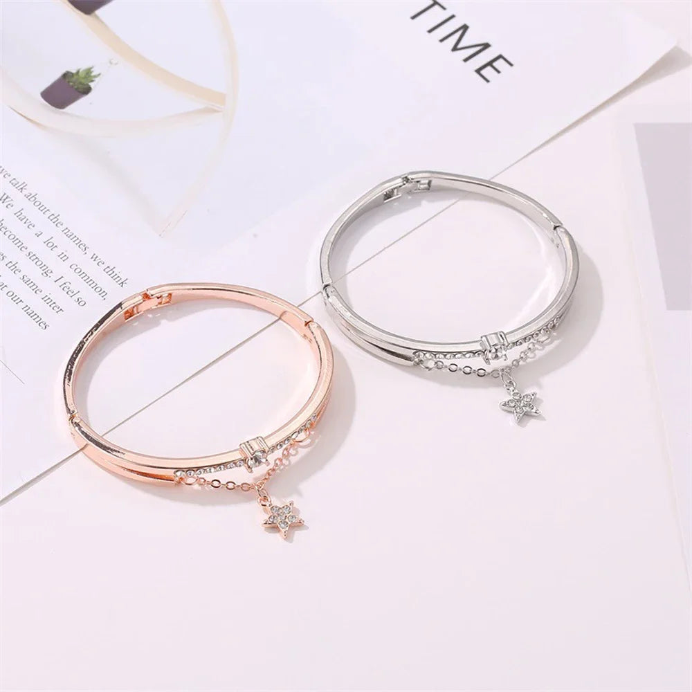2024 New Luxury Jewelry Stainless Steel Bracelets & Bangles Female Heart Forever Love Charm Bracelet for Women Gifts