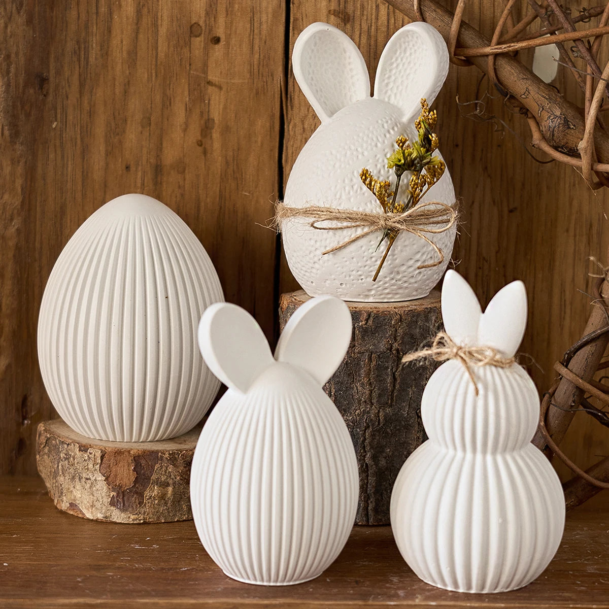 Easter Series Silicone Mold 3D Striped Egg Straight Ear Rabbit Gourd Diamond Pattern Bunny Scented Candle Gypsum Craft Gift Mold