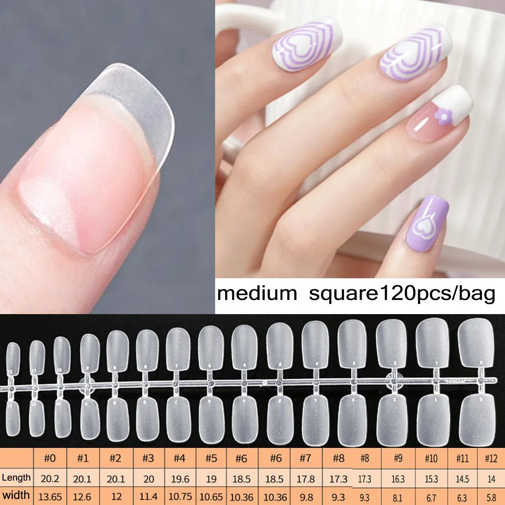 120pcs False Nails Transparent Press on Nails