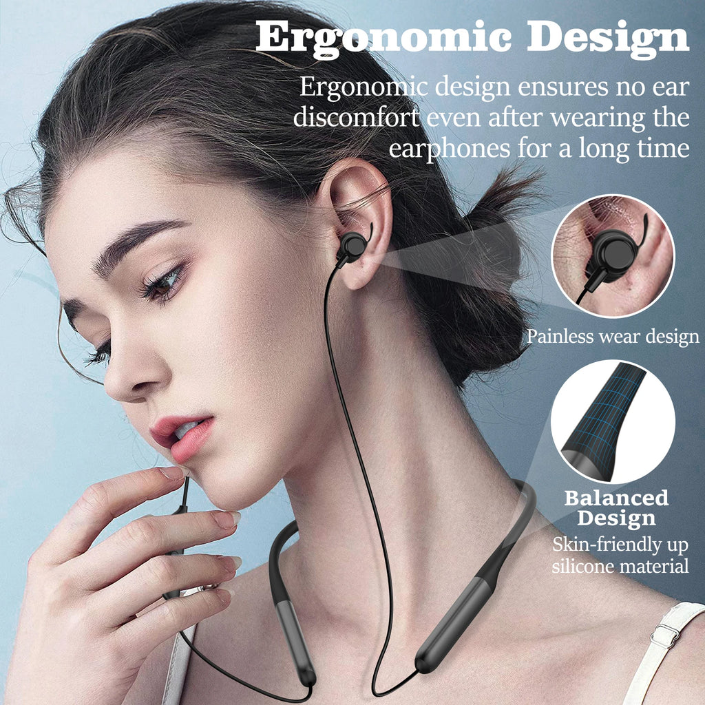 Nurati N1 5.2 Sport BT 100 Hours, Bluetooth Wireless Headset with Noise-Cancelling