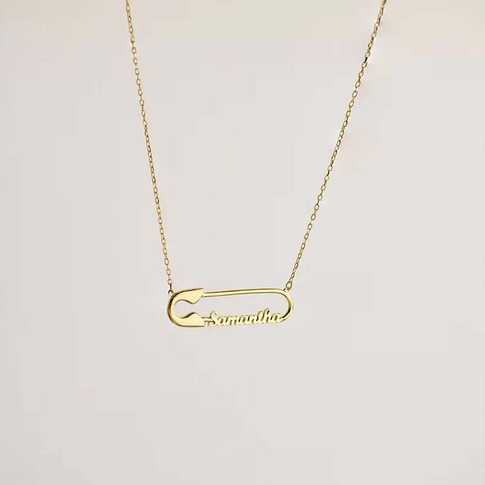 Custom Name Safety Pin Necklace Fashion Vintage Elegant Charm Simple Clavicle Personalized Necklace Party Jewelry Gift for Women
