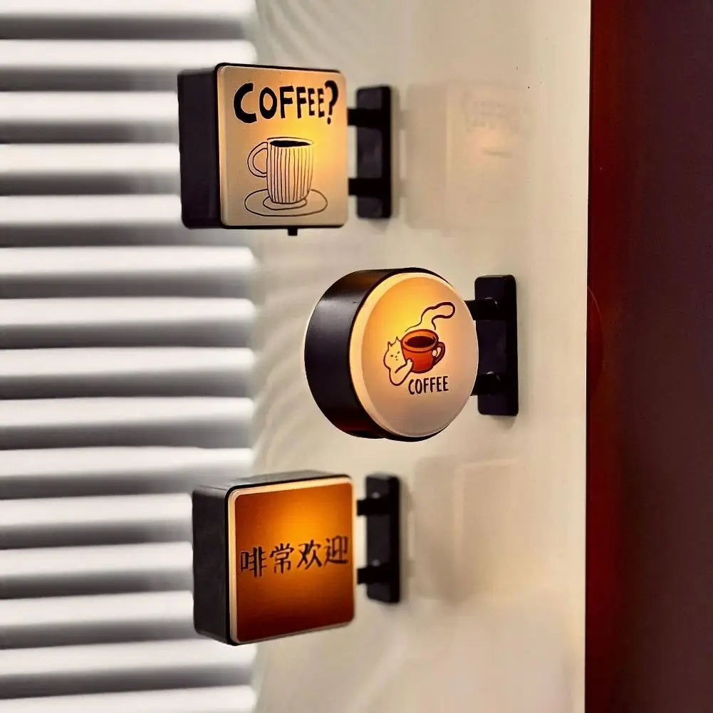 Coffee Corner Creative Atmosphere Light Sign Fridge Magnet Magnetic Home Miniature Pegboard Coffee Shop Glowing Decoration