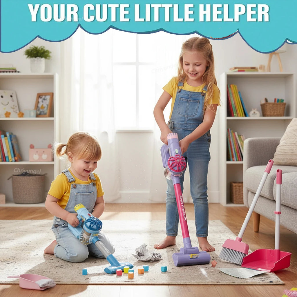 Kids Simulation Electric Vacuum Cleaner Toy Set Housekeeping Role Play Educational Toys for Toddlers Perfect Gift for Girls Boys