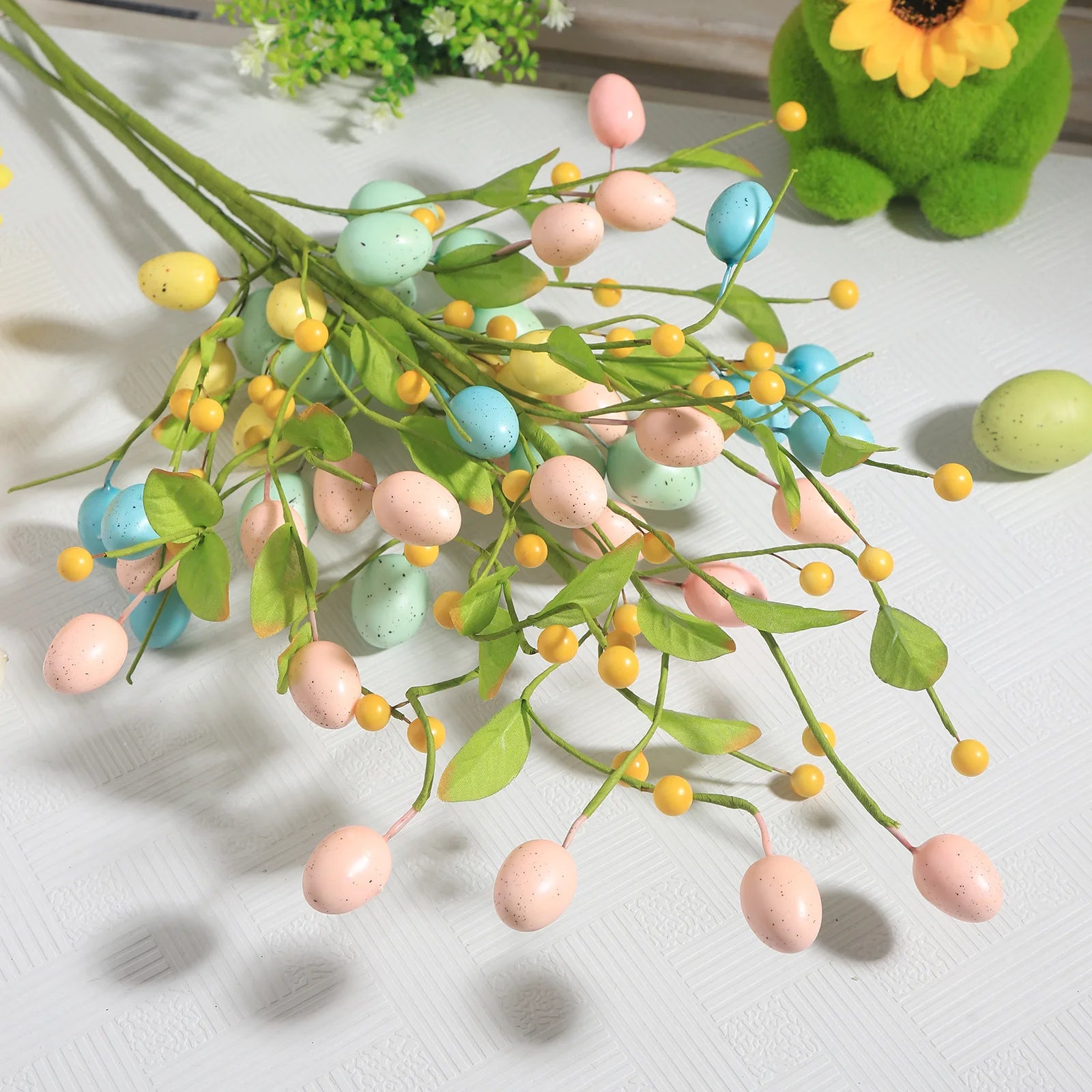 Easter Egg Flower Bouquet, Artificial Flower Berry Cuttings, Spring Flowers, Home Decoration, Simple Floral Accessories
