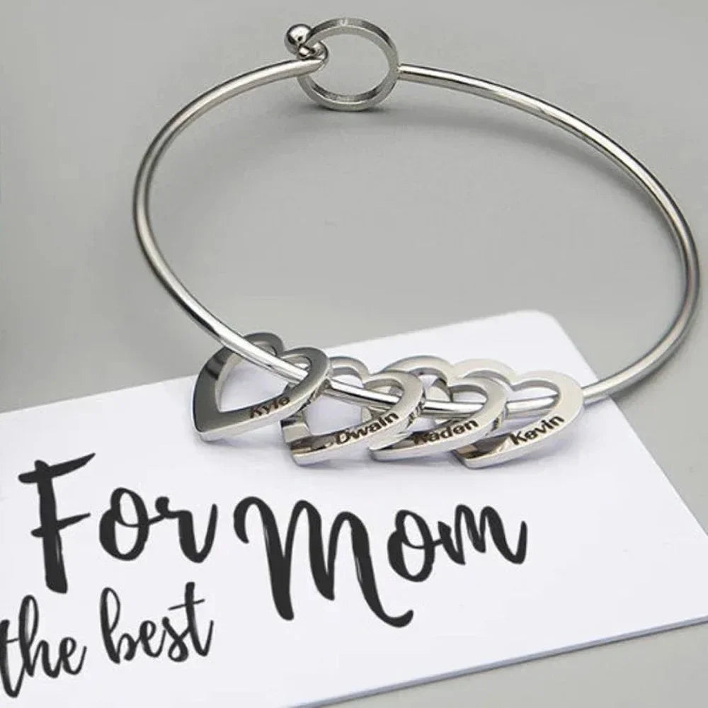 Personalized Bracelet for Women Stainless Steel Love Charms with Carving Name Adjustable Bangle Custom Jewelry Pulseras De Mujer