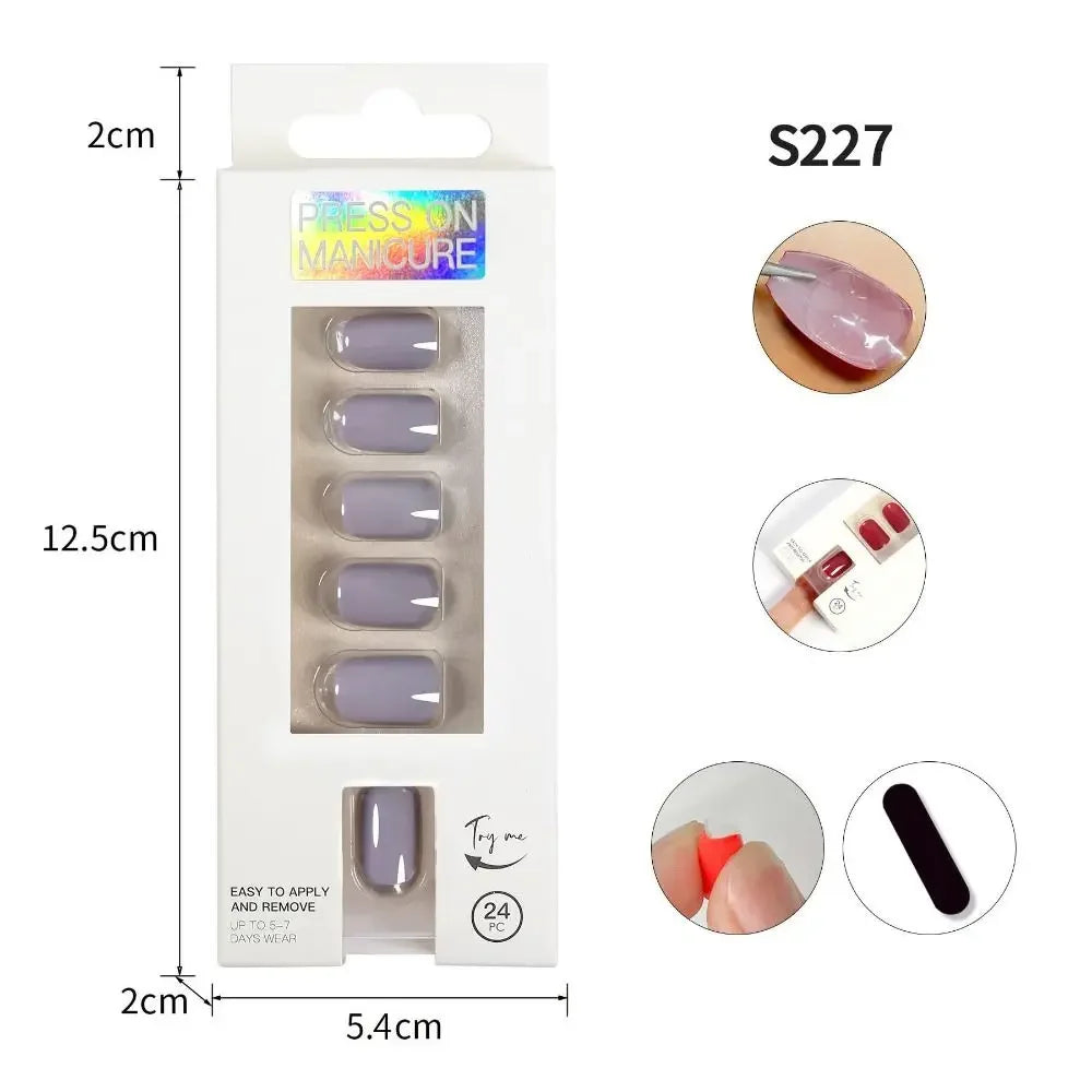 24pc nails Art Fake Nail Tips Press on Coffin  Artificial Square