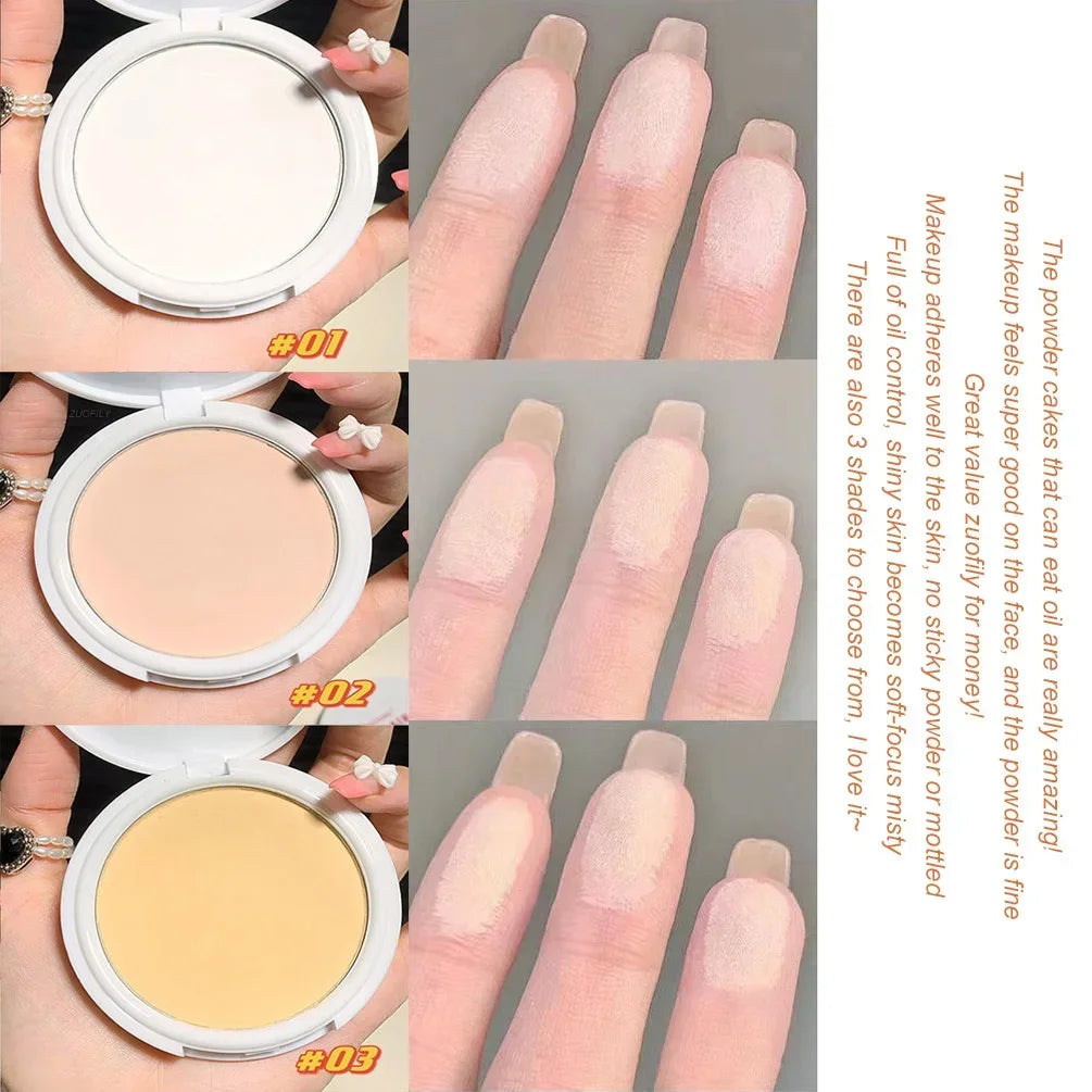 Pressed Powder Transparent White Brighten Oil Control Concealer Lasting Natural Face Makeup Setting Powder Waterproof Cosmetic