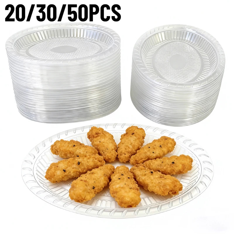 20/30/50PCS Disposable oval Plates Transparent Fruit Plastic Plates Salad Dessert Wedding Christmas Party Kitchen Supplies