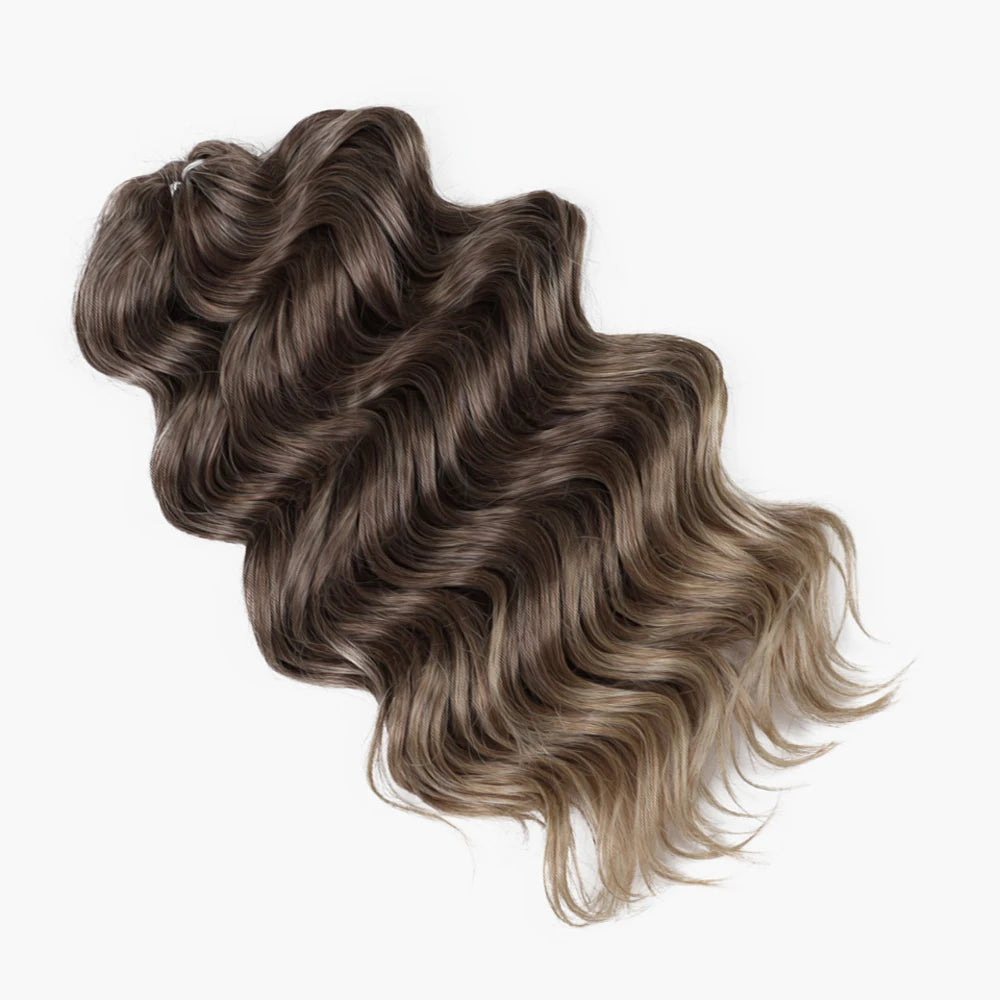 16 Inch Ombre Blonde Brown White Synthetic Crochet Twist Curly Hair Deep Wave Braid Hair Water Wave Braiding Hair Extensions