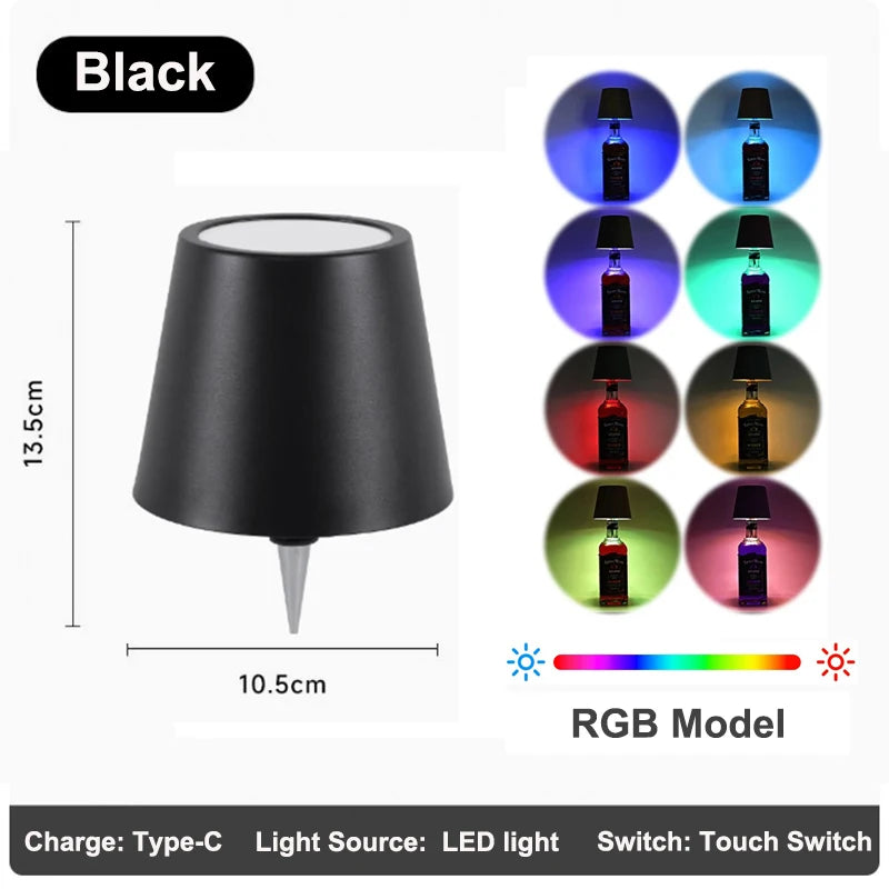 Wireless Table Lamp For Wine Bottles LED Bottle Light For Outdoor Use Touch Control Ideal For Restaurants Bars Festival Party