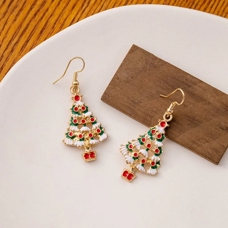 Vintage Metal Christmas Tree Dangle Earrings for Women Fashion Socks Santa Claus Snowflake Drop Earings New Year Party Jewelry