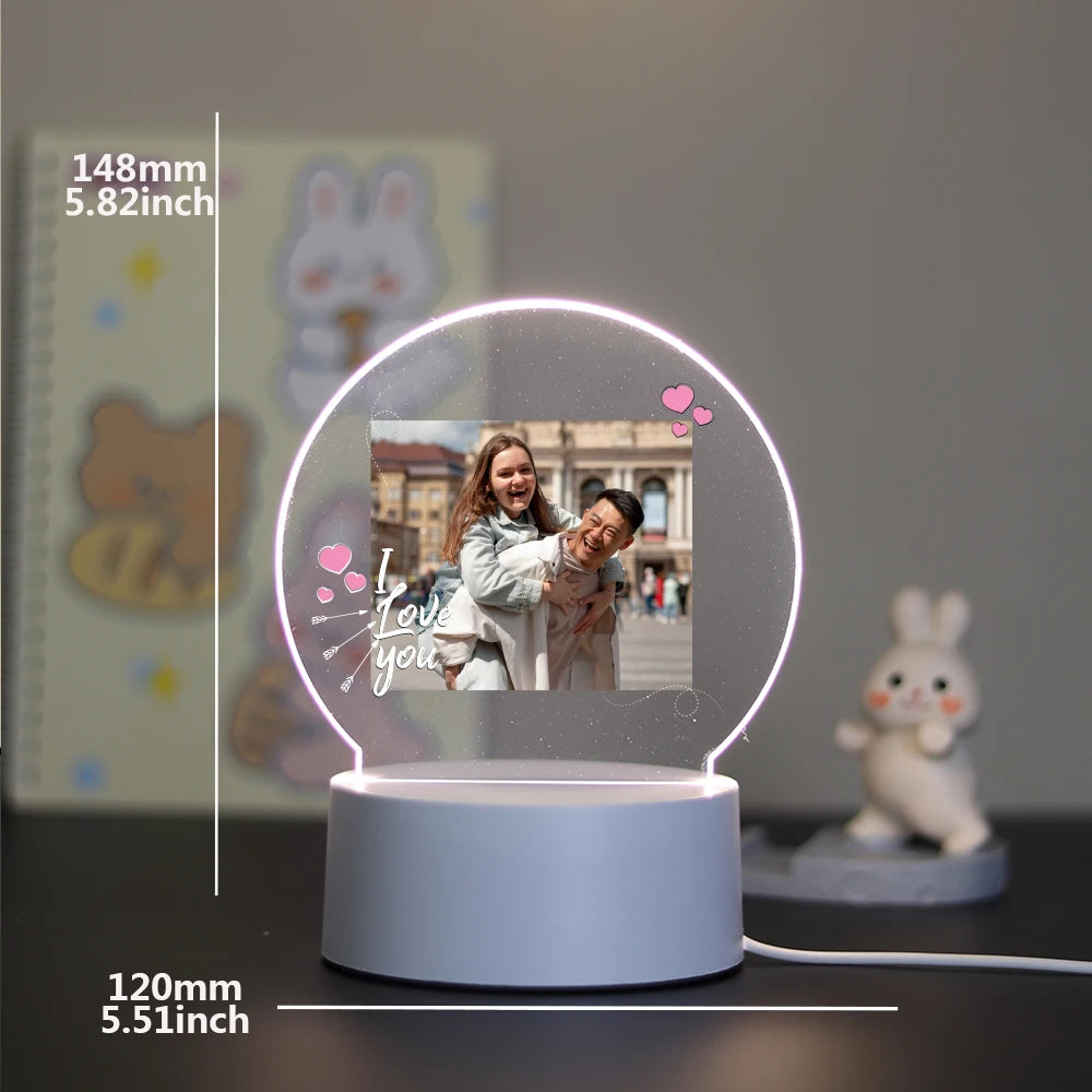 1 pc Personalize Custom Photo Picture Couple Acrylic Led Night Lamp 3D Touch LED Night Light for Bedroom Decor Birthday Gift