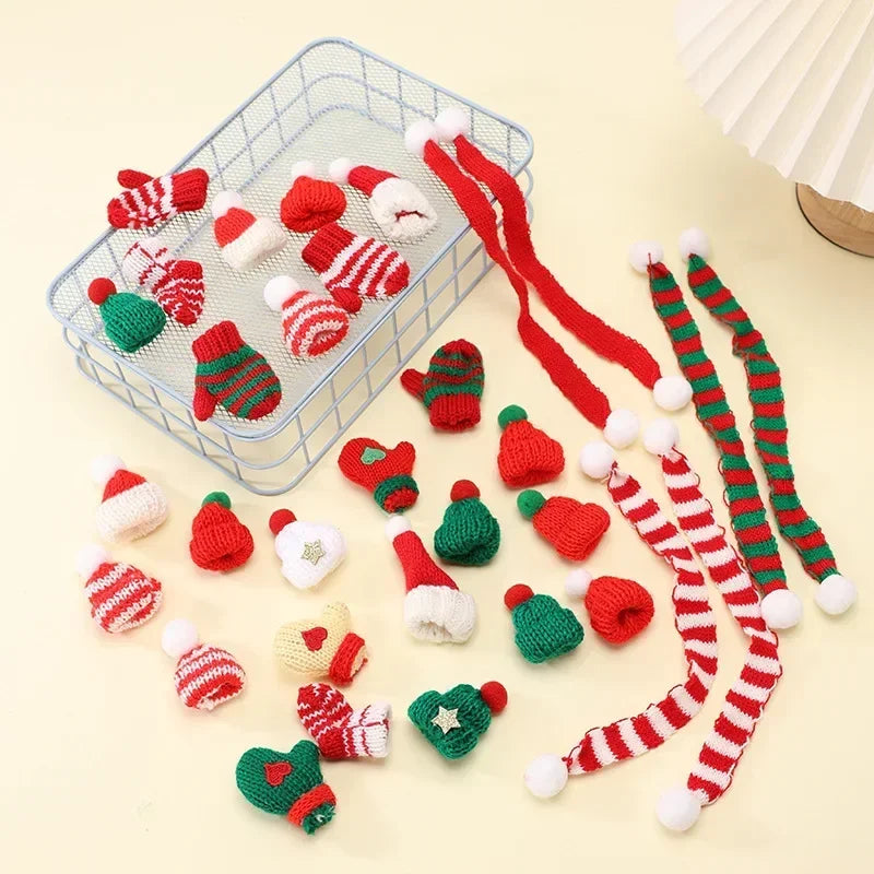 Mini Christmas Bear Doll Plush Bear Gift Clothing Bag Keychain Pendants Baking Decoration Christmas Drop Ornaments Kid Xmas Gift