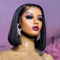 Short Bob 100% Human Hair 13x4 HD Lace Front Wigs Bone Straight 200 Density Transparent Lace Frontal Brazilian Hair Wig