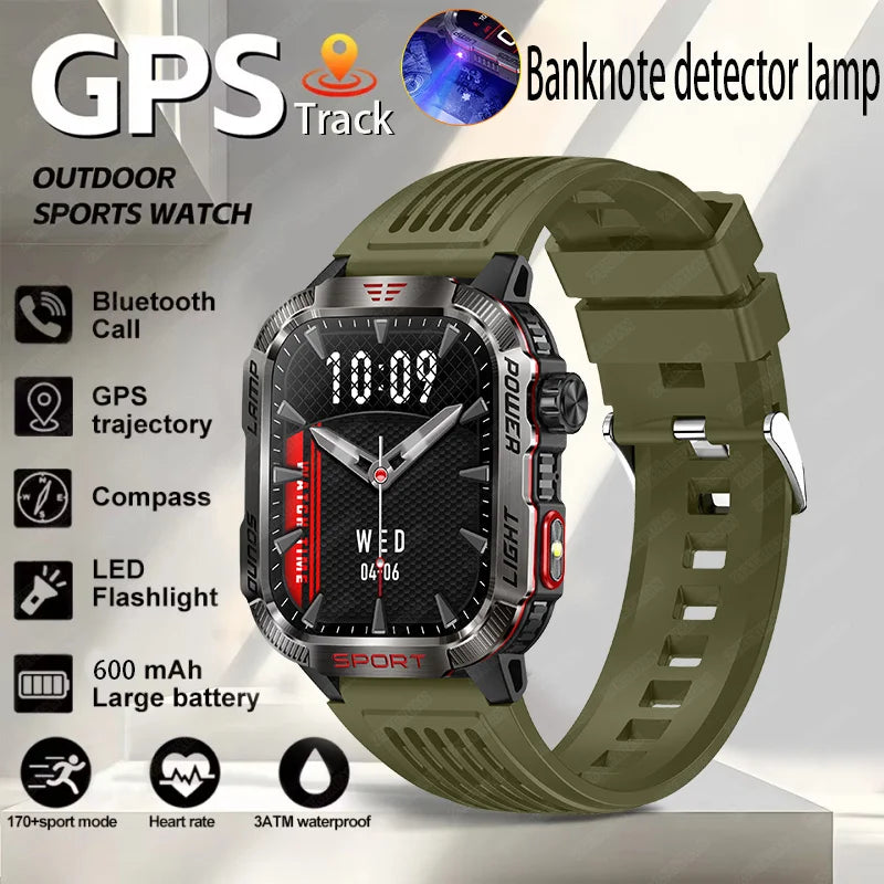 New outdoor Military Smart Watch Men Flashlight