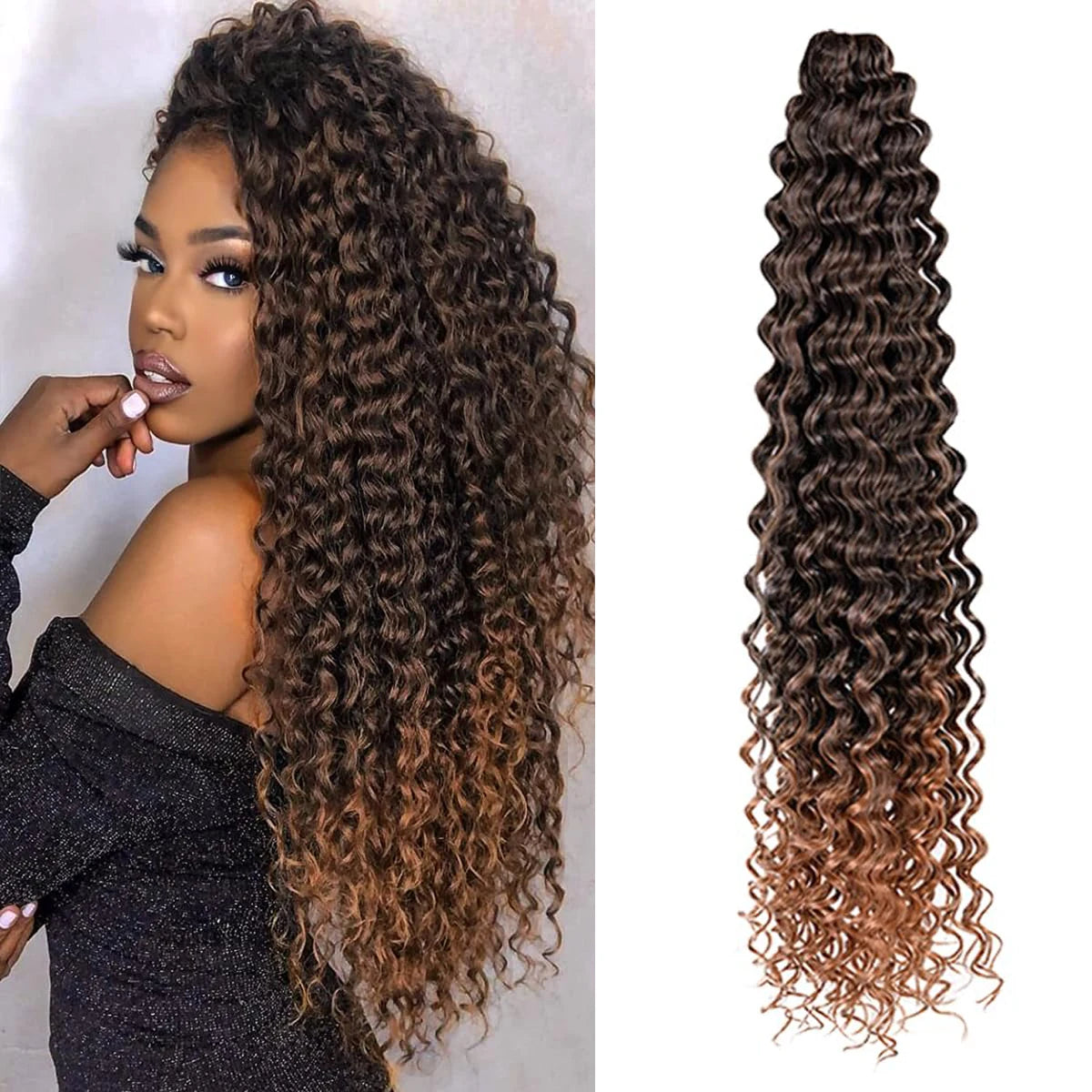 Deep Wave Hair Bundles 613 Piano Blonde Natural Synthetic Hair Extensions Ombre Thick Ponytail Loose Boho Braid Hair
