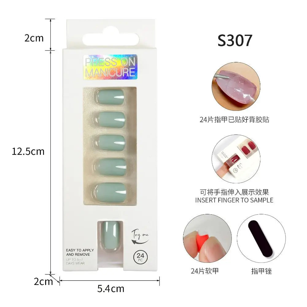 24pc nails Art Fake Nail Tips Press on Coffin  Artificial Square