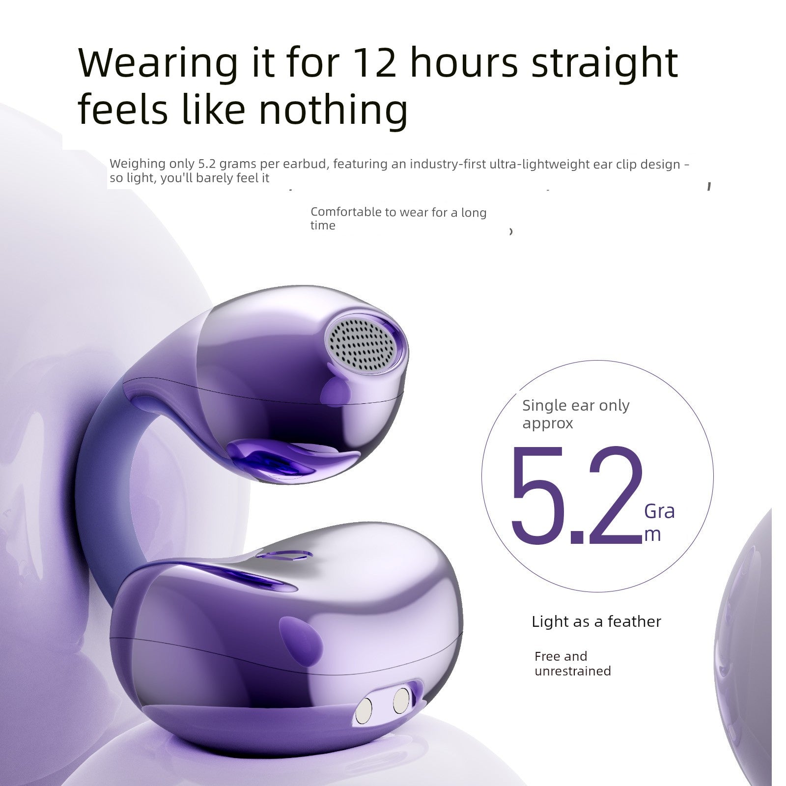 Non-Leaking Ear Clip Bluetooth Headset Open Wireless Gas Bone Conduction Non in-Ear Sports Running 2025 New Arrival