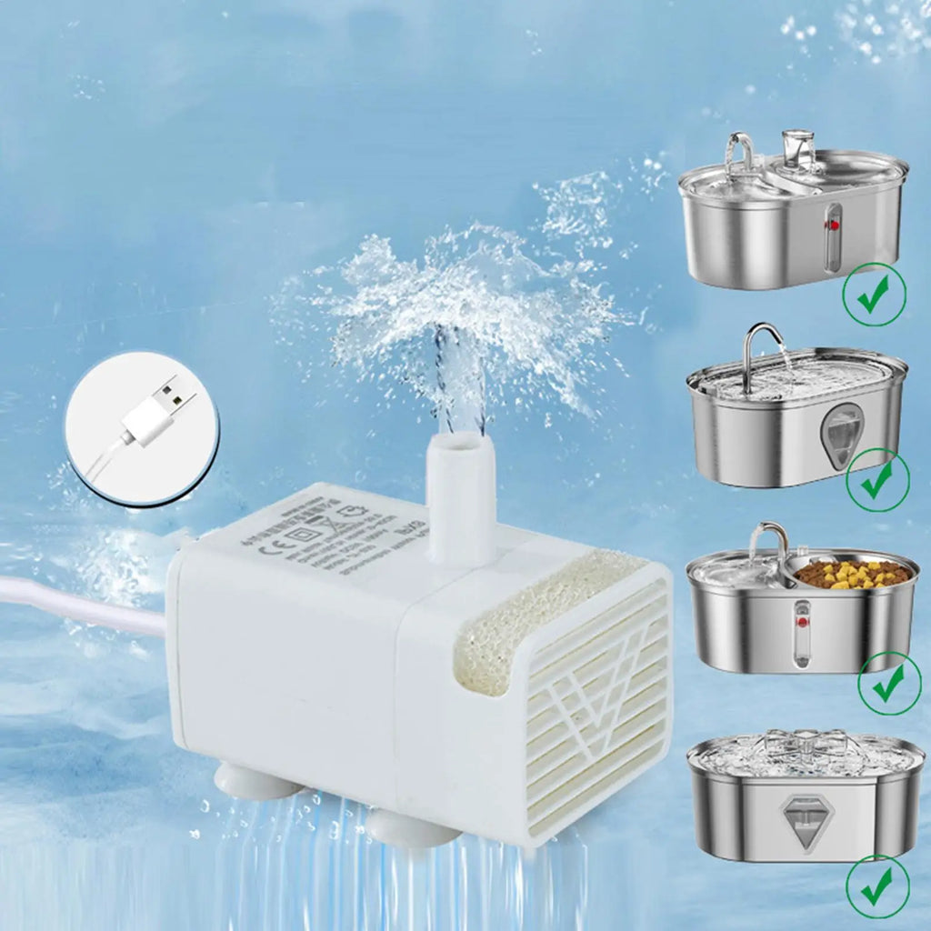 Pet Water Fountain Pump Cat Water Pump Replacement Quiet Feeding Supplies for Drinking Dispenser Travel Indoor Home