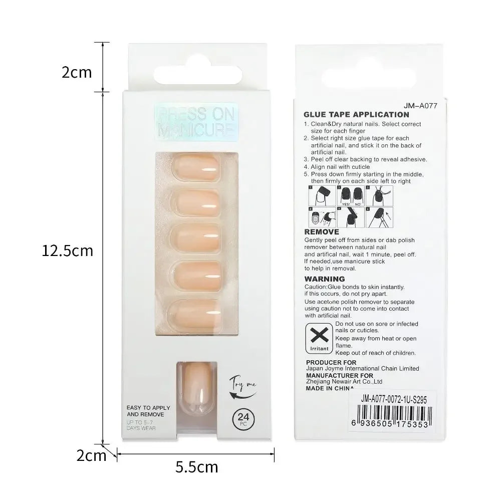 24pc nails Art Fake Nail Tips Press on Coffin  Artificial Square