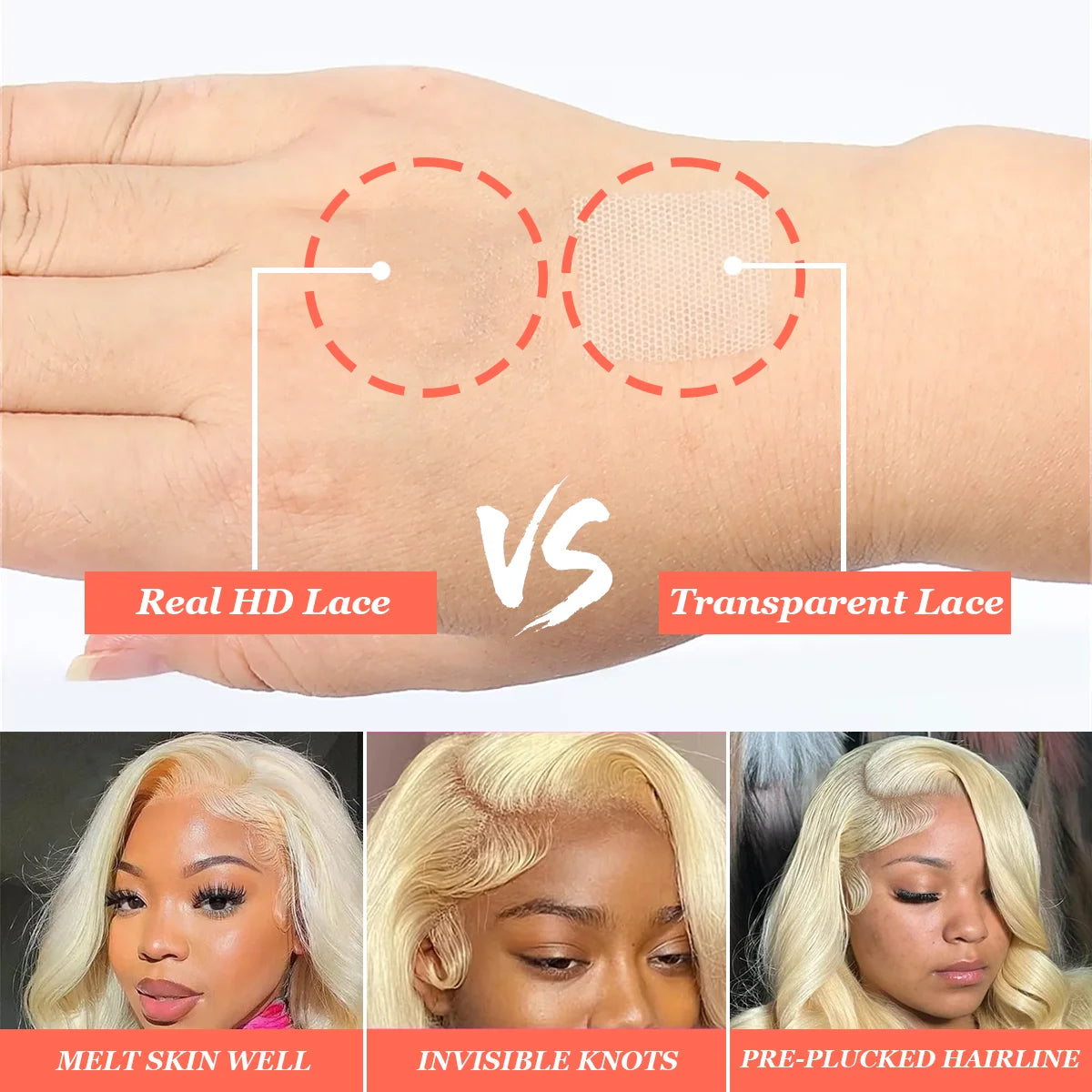 36 Inch #613 Honey Blonde 220% Density Body Wave 13x4 13x6 HD Transparent Lace Frontal Wig Brazilian Human Hair Wigs For Women