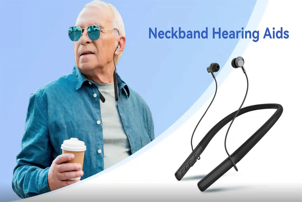 Neck Strap Bluetooth Hearing Aid Headset,Rechargeable Amplifier with Noise Reduction