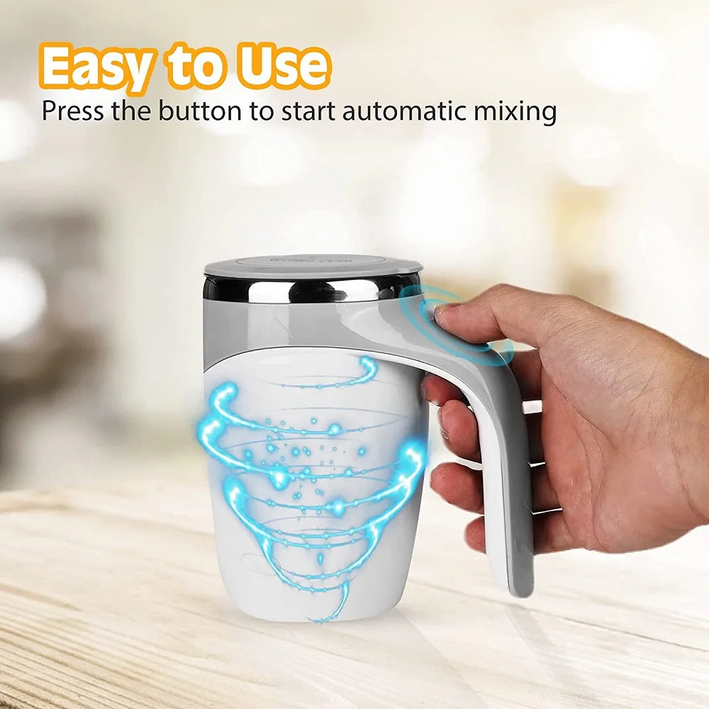 380ML Electric Mixing Cup USB Charge Lazy Coffee Tea Stirring Cup Stainless Steel Magnetic Rotating Automatic Self Mixing Cup