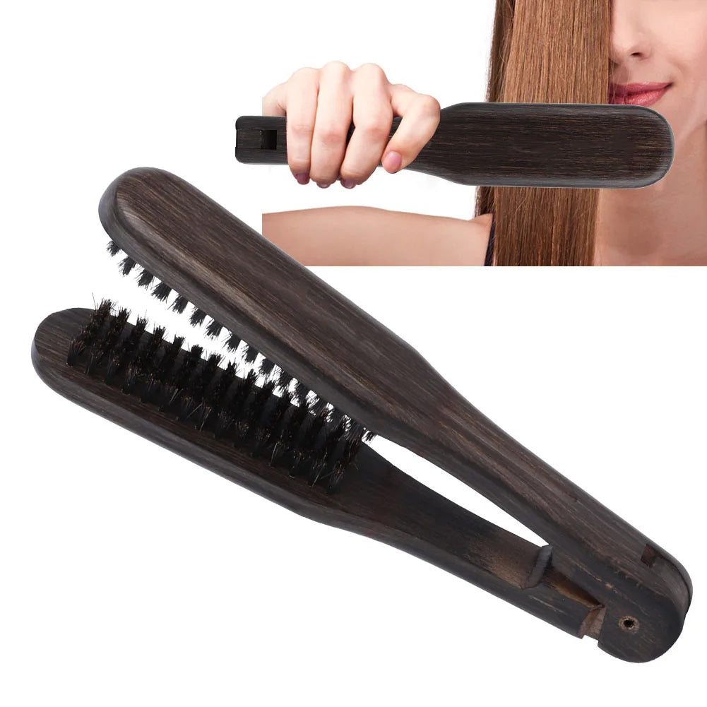 Double Brushes Comb Hairdressing Comb Professional Hairdressing Comb Double Brushes Wooden Anti static Hair Straightener Tool