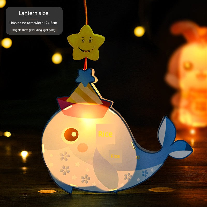 Mid-Autumn Festival Kids DIY Lantern Handmade Material Package Kindergarten Creative Rabbit Lamp Satchel Luminous Music Lantern