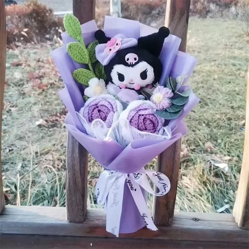 Hello KT Cartoon Plush Bouquet  Anime Rose Flowers Doll Home Wedding Decoration Christmas Valentine's Day Gift
