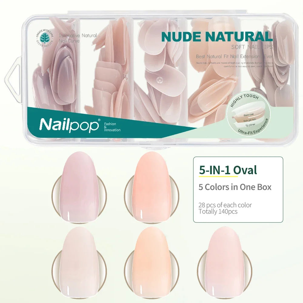 Nailpop 3-IN-1 Nude Natural Soft Nail Tips Set