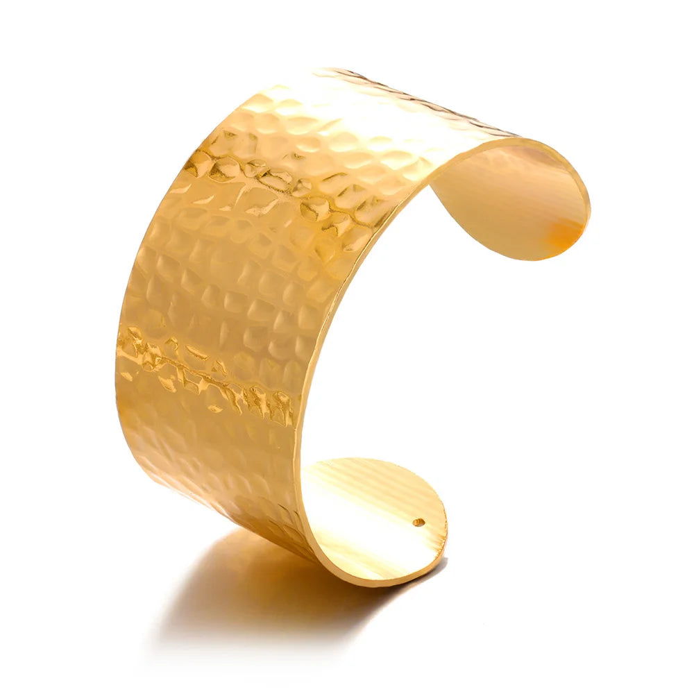 Vintage Flower Cuff Bracelet Bangle for Women Gold Color Flora Stainless Steel Bangles Casting Aesthetic Couple Wrist Jewelry