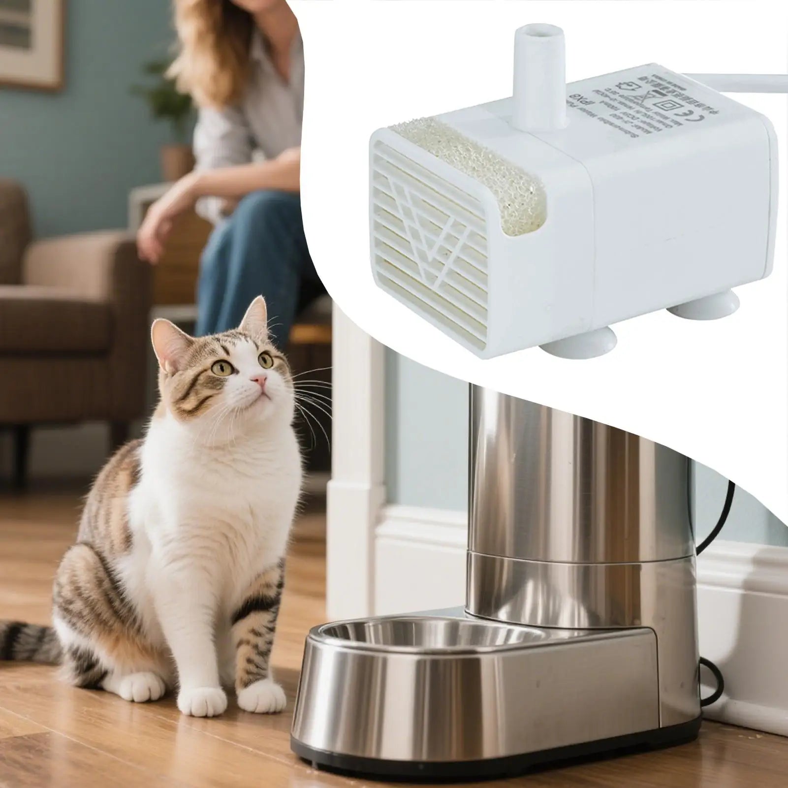 Pet Water Fountain Pump Cat Water Pump Replacement Quiet Feeding Supplies for Drinking Dispenser Travel Indoor Home