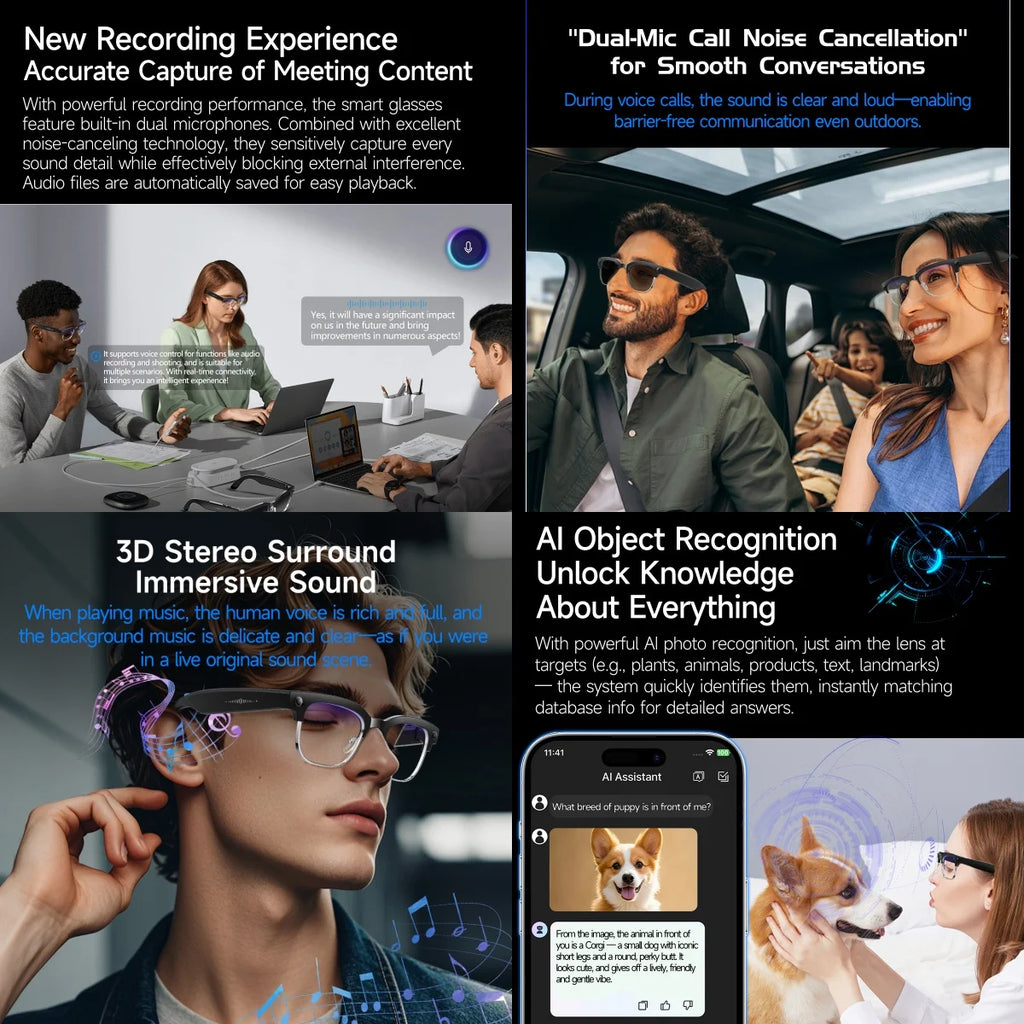 AI smart glasses with 8M Camera Recording Translation Bluetooth Call Music Men Women 2026