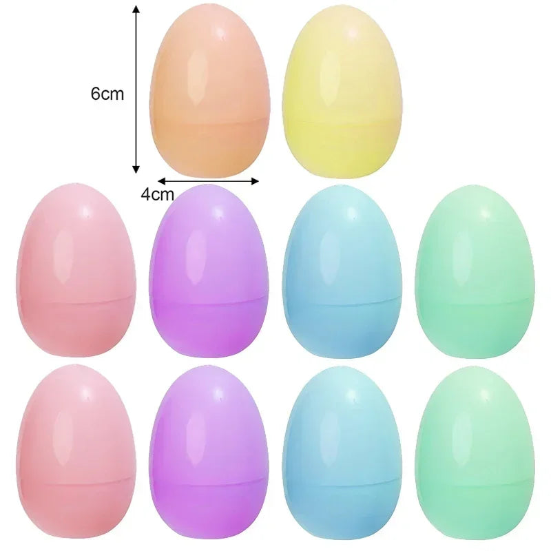 10/50PCS Plastic Easter Eggs Fillable Plastic Egg Kids Toy Colorful Gift Packaging Box Easter Party Hunt Game DIY Craft Supplies