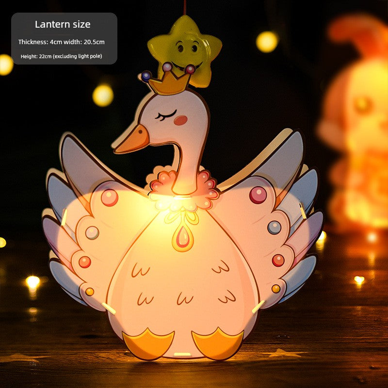 Mid-Autumn Festival Kids DIY Lantern Handmade Material Package Kindergarten Creative Rabbit Lamp Satchel Luminous Music Lantern