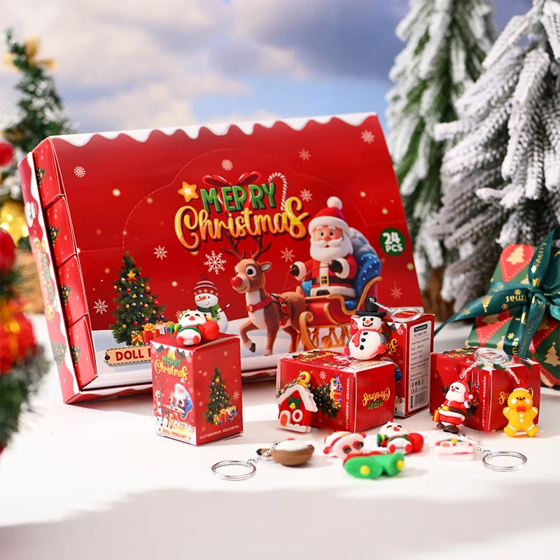 24pcs Christmas Themed Party Key Ring Gift Pack Surprise Box Suitable As Christmas Gift Party Gift Best For Christmas