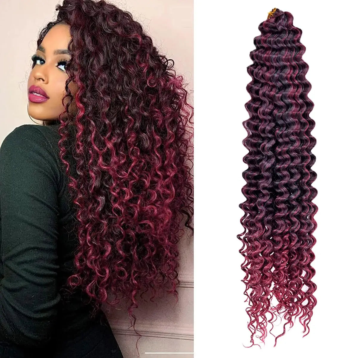 Deep Wave Hair Bundles 613 Piano Blonde Natural Synthetic Hair Extensions Ombre Thick Ponytail Loose Boho Braid Hair