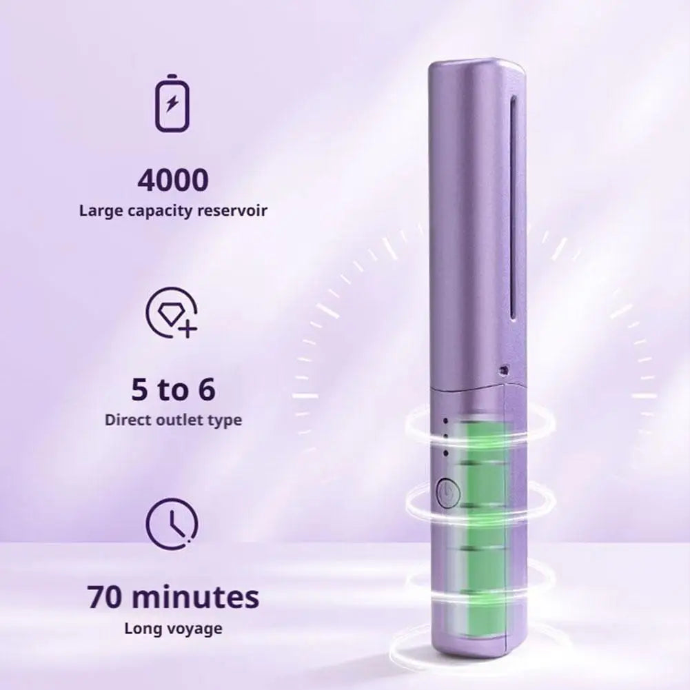 Rechargeable Wireless 2in1 Hair Straightener Curler Comb - Portable Negative Ion Hair Care Tool No Damage Hair Dual Purpose