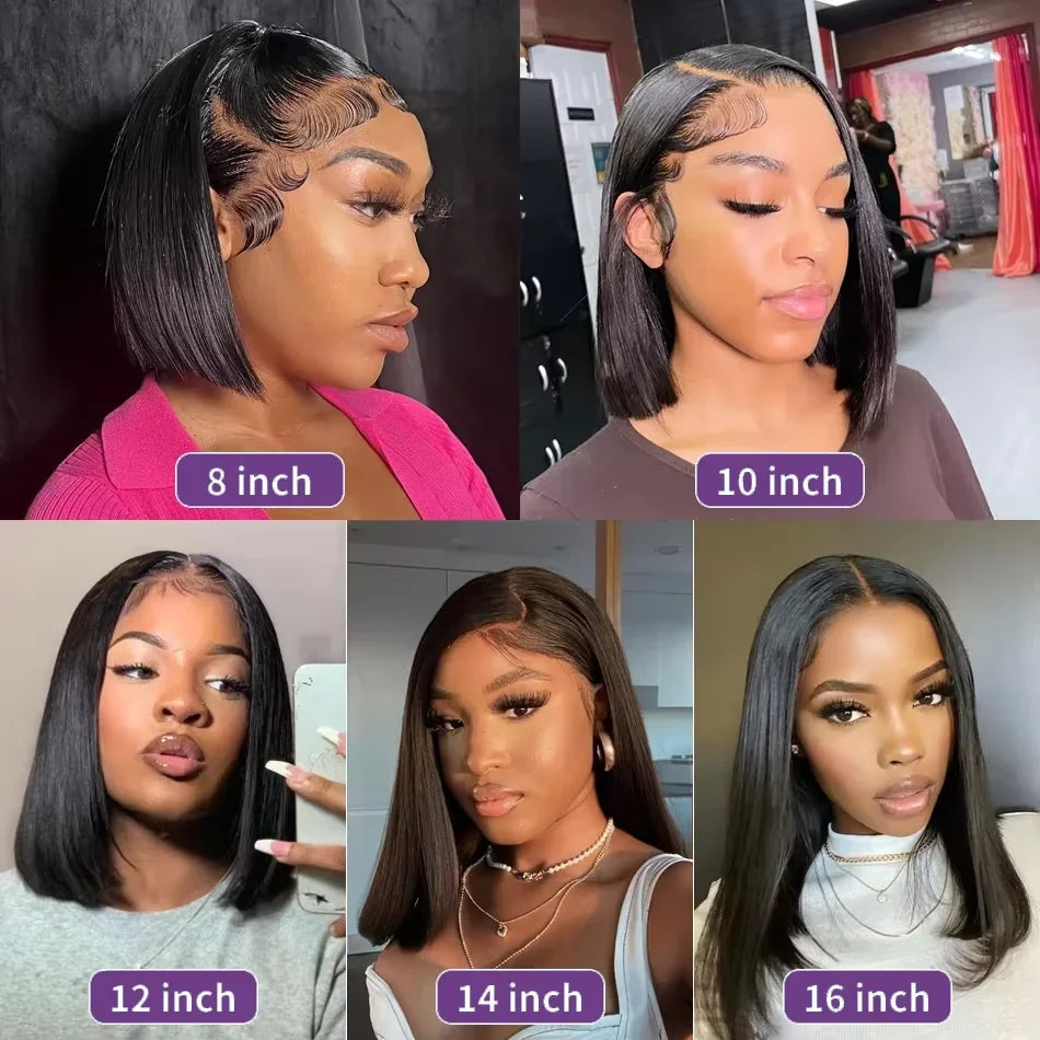 13x4 Bone Straight Short Bob Lace Front Human Hair Wigs 13x6 Lace Frontal Wig Brazilian 100% Human Hair 200 Density 12 14 16 Inc