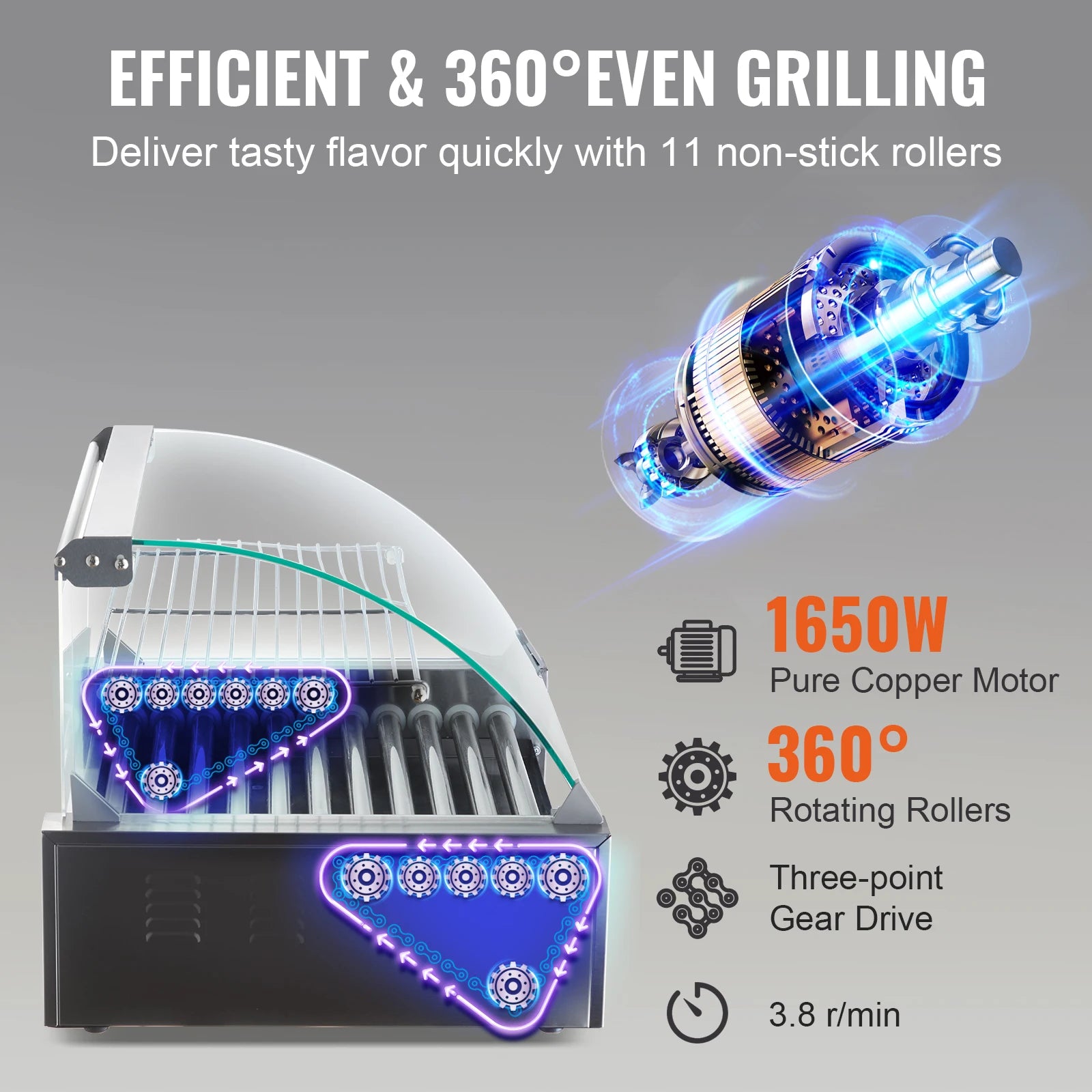 SucceBuy Rods Commercial Hot Dog Roller