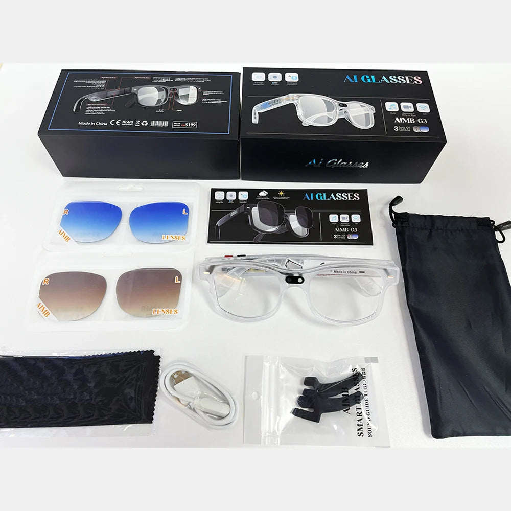 IUTECH Smart Glasses With 8MP Camera HD Color AI Translation  Bluetooth Call Voice Assistant