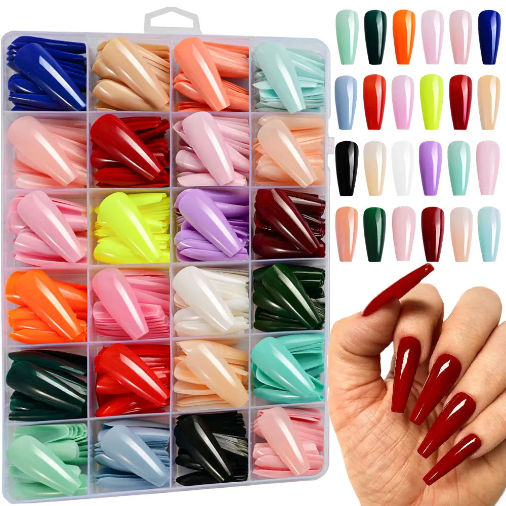576pcs/Box Colorful Fake Nails  Cover Nail Tips