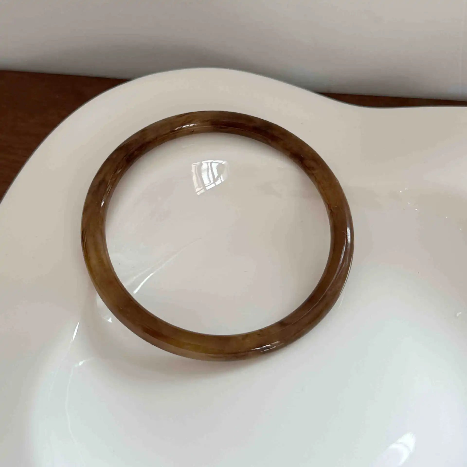Retro Brown Resin Bangles Acrylic Marble Bracelet For Women Fashion Party Jewelry Gifts