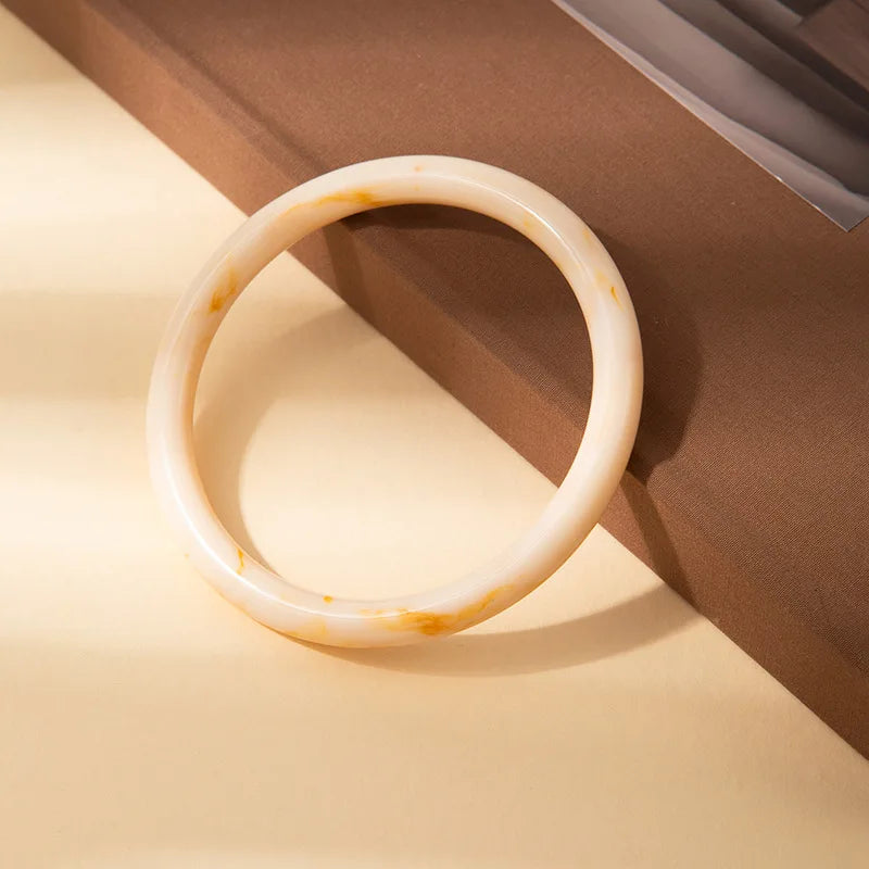 Fashion Round Marble Patterned Acrylic Bracelets Bangles for Women Simple Personality Vintage Beige Brown Bangle Female Jewelry