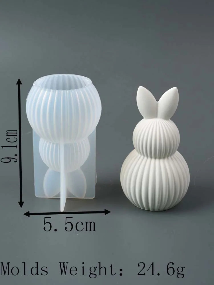 Easter Series Silicone Mold 3D Striped Egg Straight Ear Rabbit Gourd Diamond Pattern Bunny Scented Candle Gypsum Craft Gift Mold