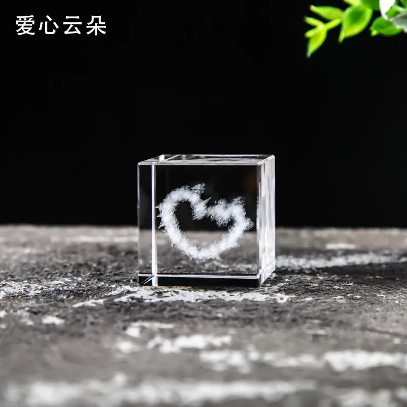 Creative 4cm Rain Clouds Raindrop Cloud Square Crystal Ornaments Heart Shape Home Office Decor Birthday Valentine's Day Gifts