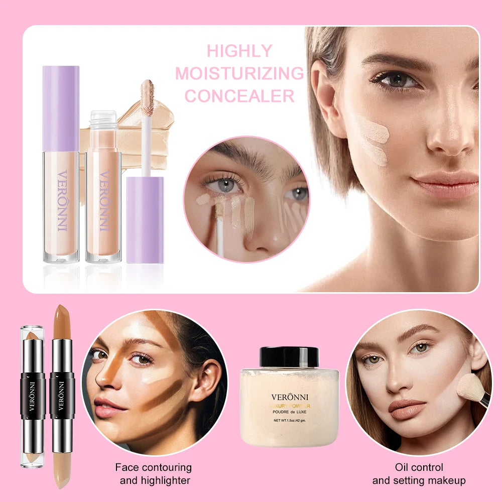 VERONNI All In One Women Makeup Set Include Eyebrow Eyeliner Eyeshadow Makeup Kit Gift Box Valentine's Day gift for your wife