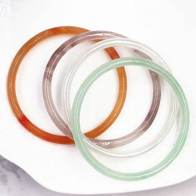 Natural Thin Bracelet Handcarved Agate Bangle Bracelets Women Glass Bangle Jade Jewelry Jadeite Jade Bangles Bracelet for Women